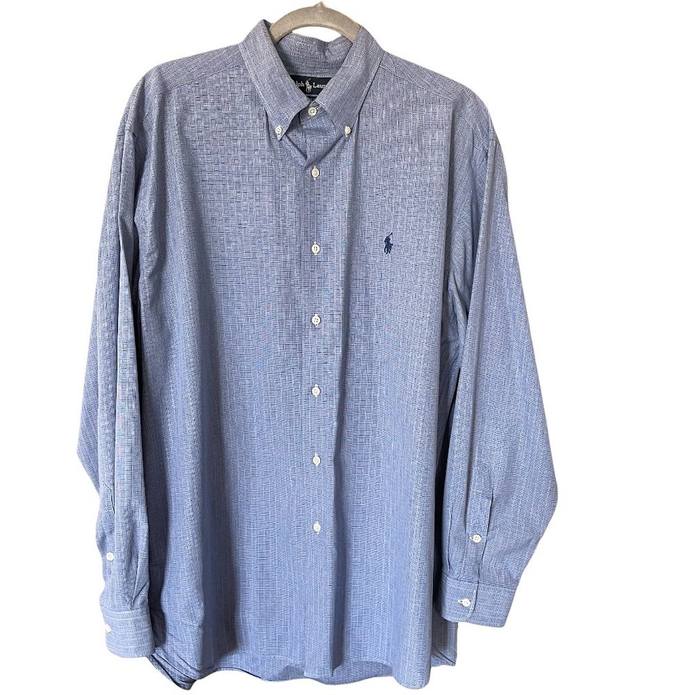 Ralph Lauren Men's Blue Dress Shirt, Size L